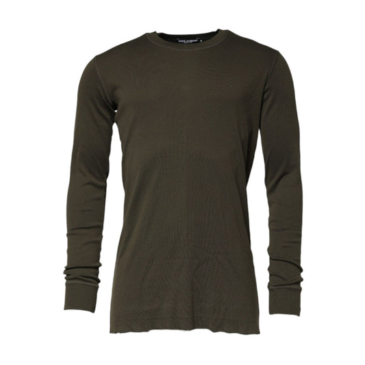 Dolce & Gabbana Dark Green Long Sleeves Crew Neck T-shirt Dolce & Gabbana