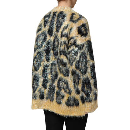 Dolce & Gabbana Multicolor Leopard Mohair Crew Neck Sweater