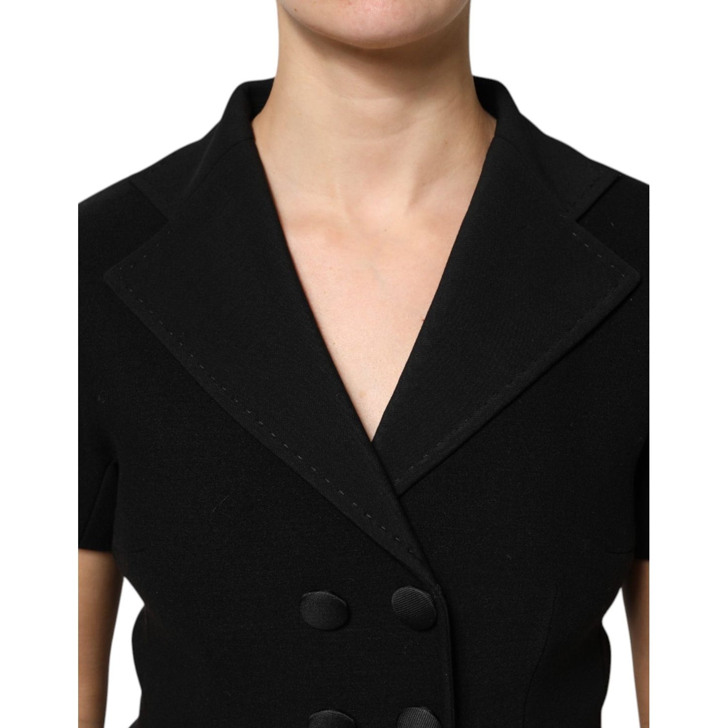 Dolce & Gabbana Black Wool Double Breasted Coat Jacket