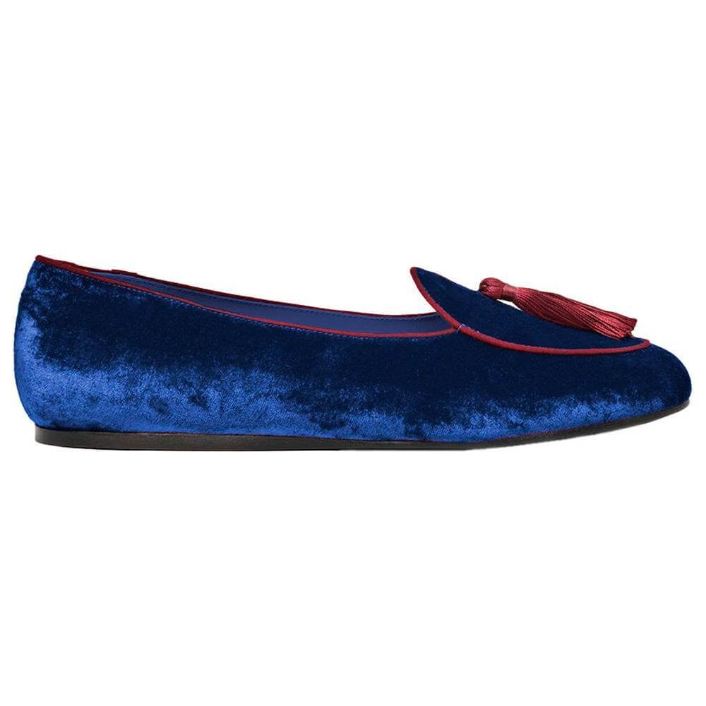 Charles Philip Blue Velvet Flat Shoe CH-15408-EU35/US5