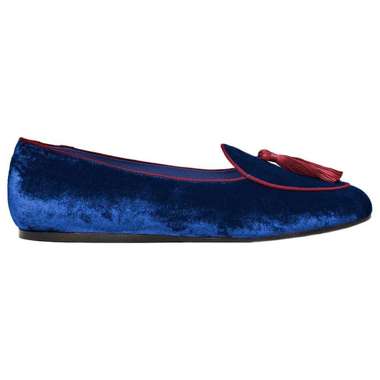 Charles Philip Blue Velvet Flat Shoe