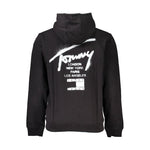 Tommy Hilfiger Black Cotton Men Sweater with Hood and Zip Pockets