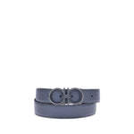 Ferragamo Leather reversible Belt with Gancini buckle, elegant tumbled leather design, versatile for AW25 season.