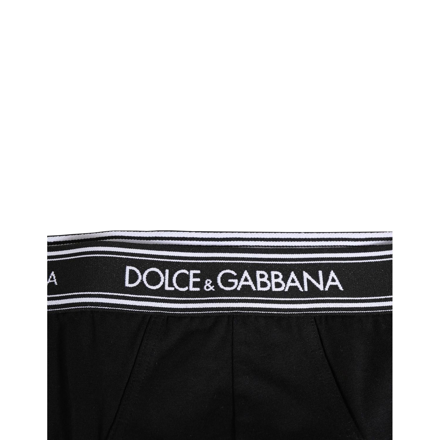 Dolce & Gabbana Black Cotton Stretch Logo Print Brief Underwear