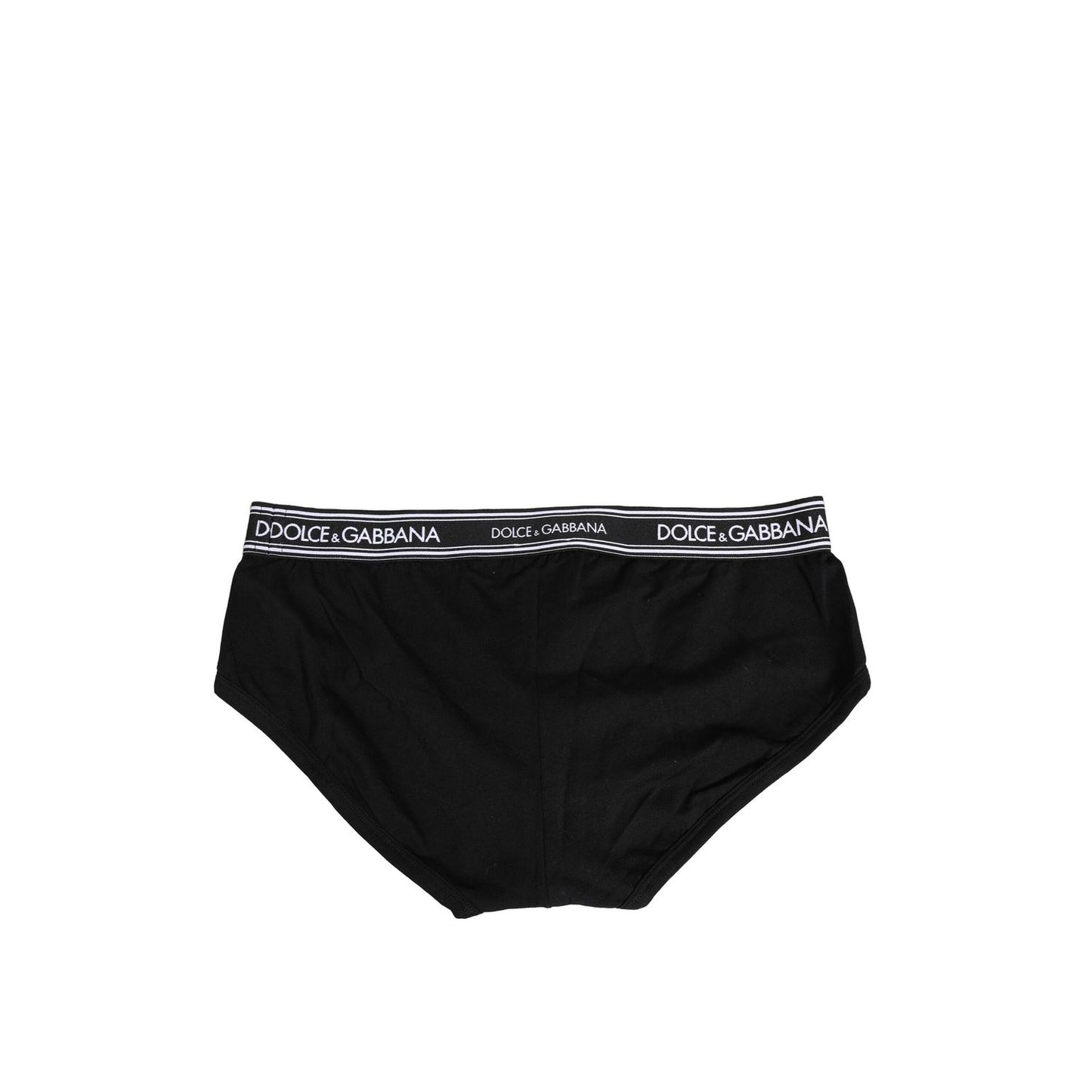 Dolce & Gabbana Black Cotton Stretch Logo Print Brief Underwear