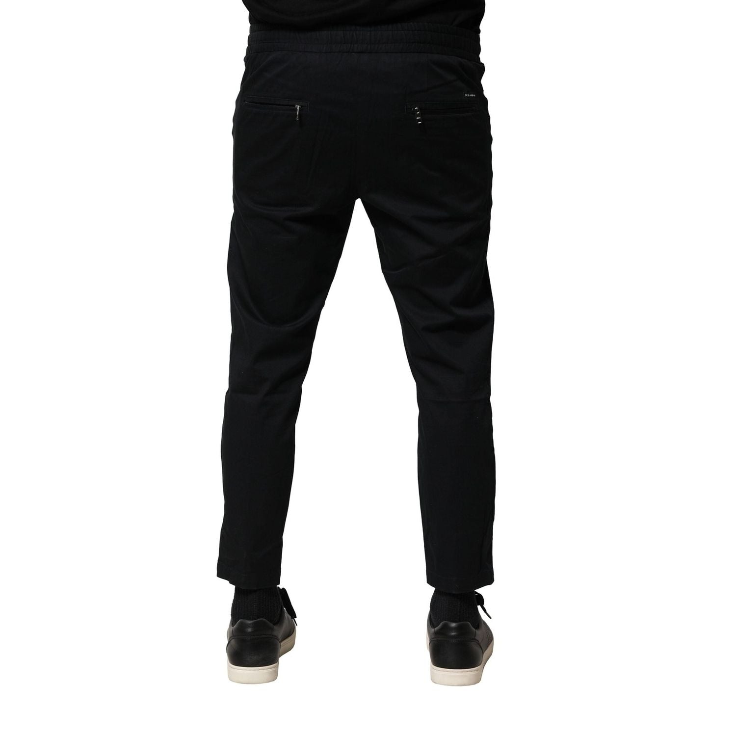 Dolce & Gabbana Black Cotton Mid Waist Jogger Pants
