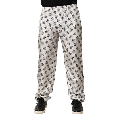 Dolce & Gabbana White Floral Silk Casual Lounge Pants
