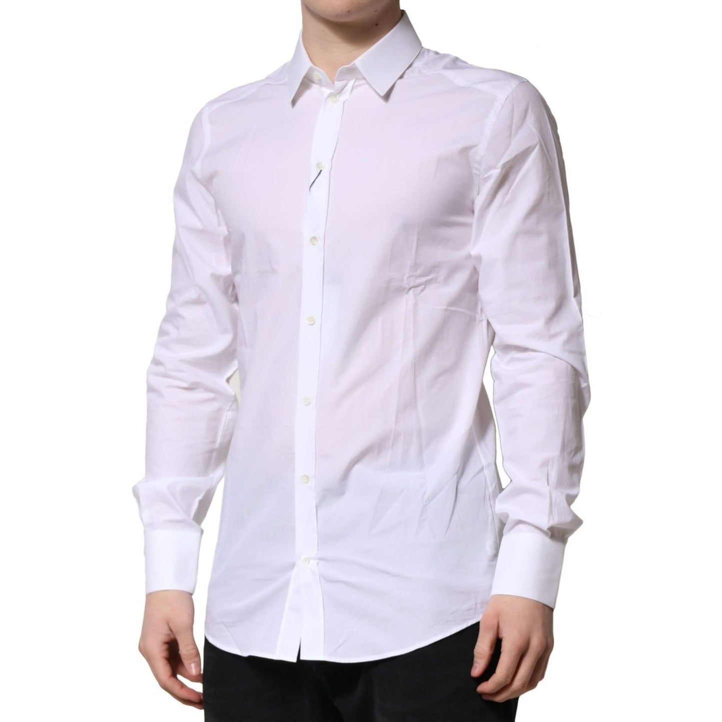 Dolce & Gabbana White GOLD Long Sleeves Dress Formal Shirt