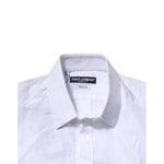 Dolce & Gabbana White Cotton Short Sleeves GOLD Casual Shirt