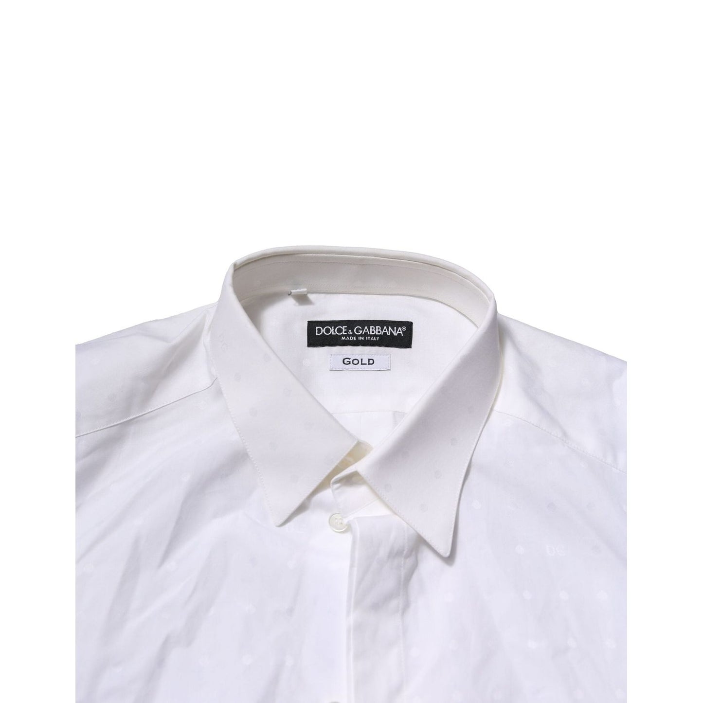 Dolce & Gabbana White GOLD Long Sleeves Dress Men Formal Shirt