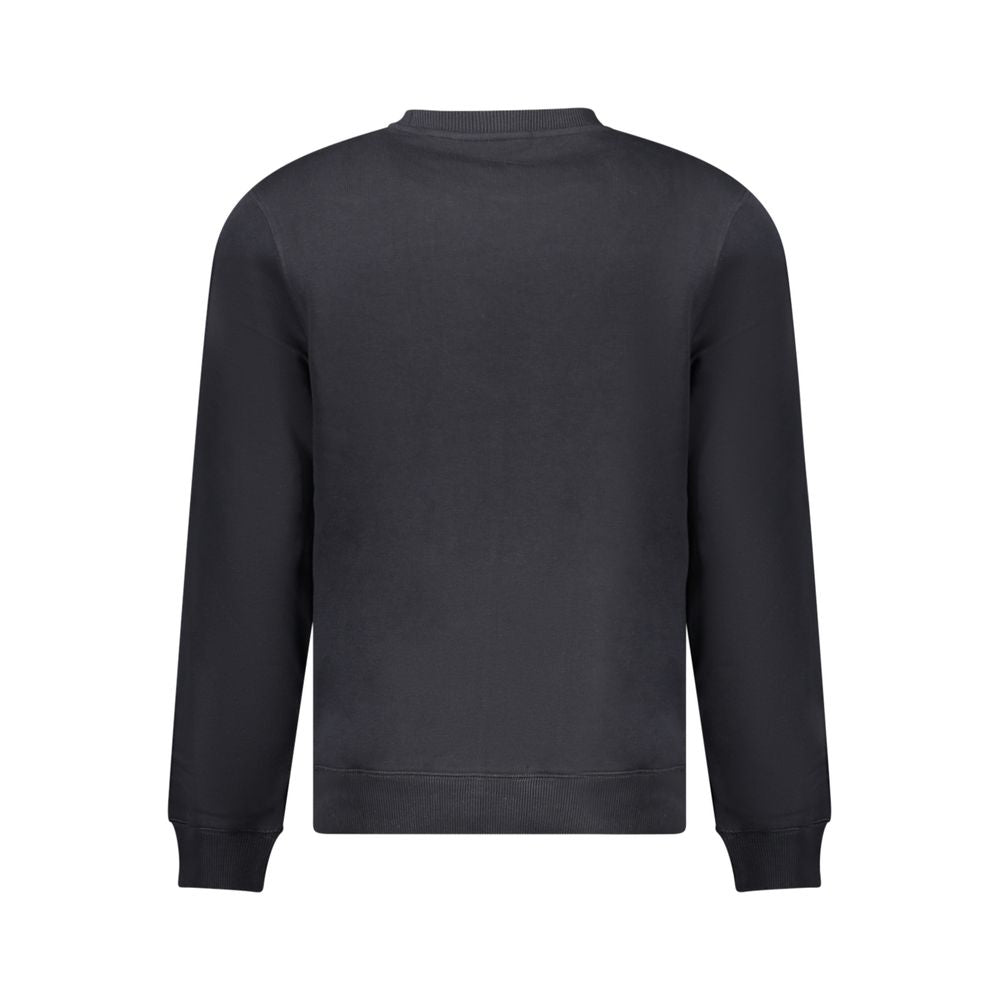 Back view of Napapijri Black Cotton Men Sweater showcasing crew neck and ribbed cuffs.