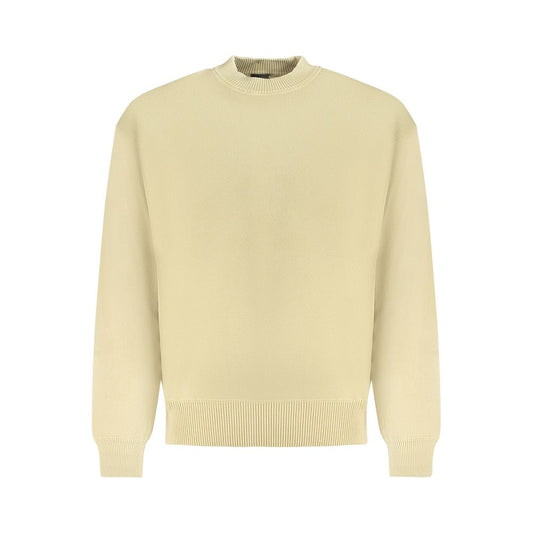 Hugo Boss Beige Cotton Men Sweater showcasing a crew neck design in sustainable beige cotton, perfect for a stylish and elegant look.