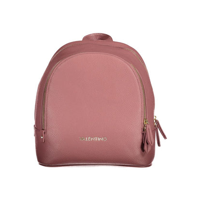 Mario Valentino Pink Polyethylene Backpack with logo, adjustable straps, external and internal pockets, zip closure, and one handle.
