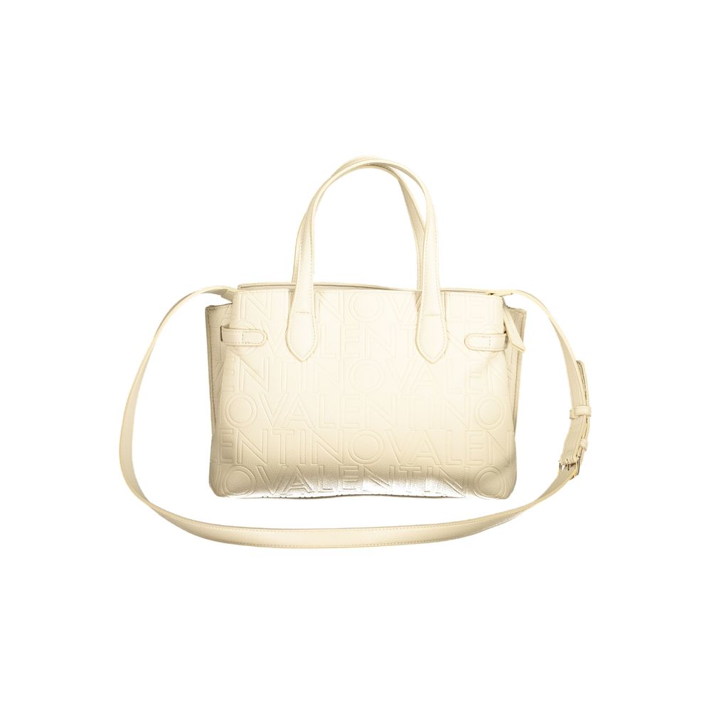 Mario Valentino Beige Polyethylene Women Handbag with handles and adjustable strap, elegant design with spacious interior compartments.