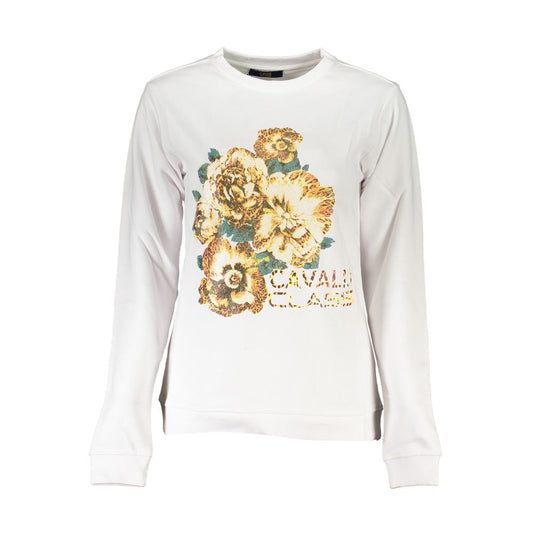 Cavalli Class White Cotton Sweater CA-26712-XS