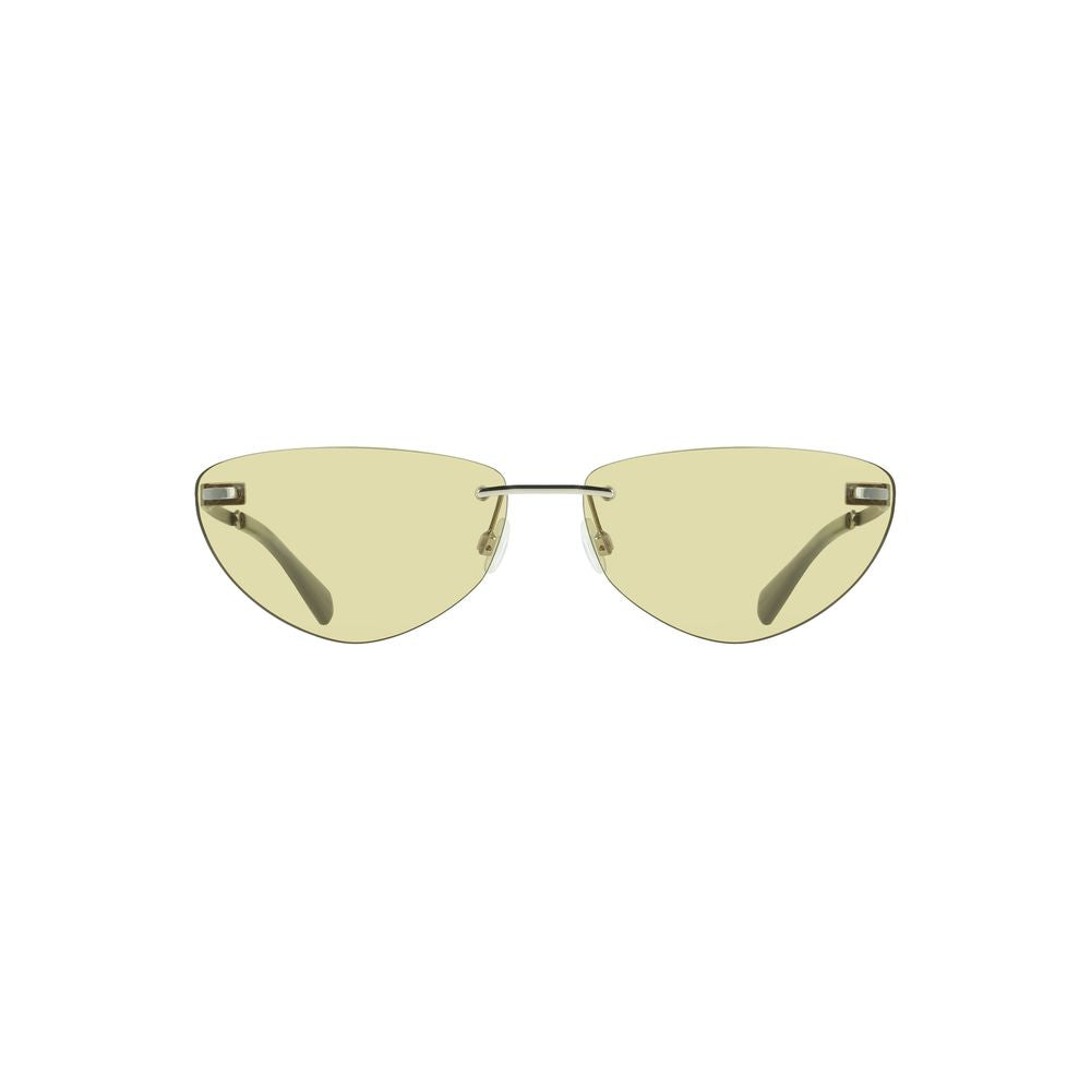 Calvin Klein Green Metal Women Sunglass with chic drop-shaped lenses and iconic logo for a bold, trendy statement.