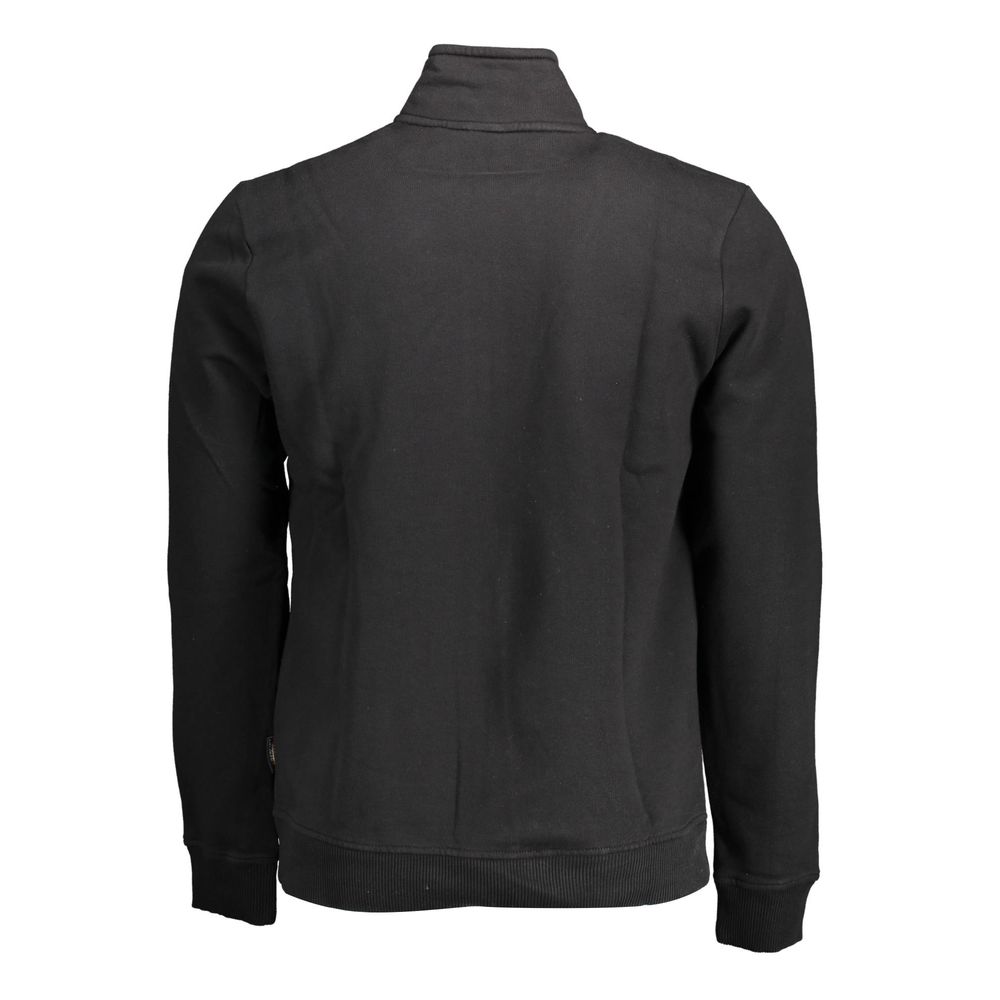 Back view of Napapijri Black Cotton Men Sweater showing sleek design and comfortable fit.
