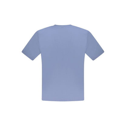 Back view of North Sails Blue Cotton Men T-Shirt showcasing premium cotton and iconic logo print.