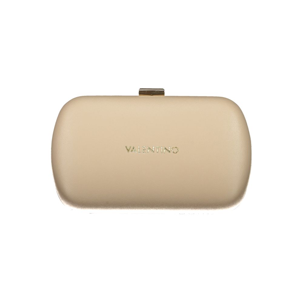 Mario Valentino Beige Polyethylene Women Handbag with removable chain strap and snap closure for style and luxury.