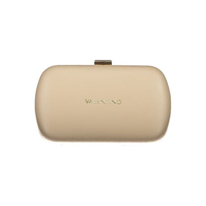 Mario Valentino Beige Polyethylene Women Handbag with removable chain strap and snap closure for style and luxury.