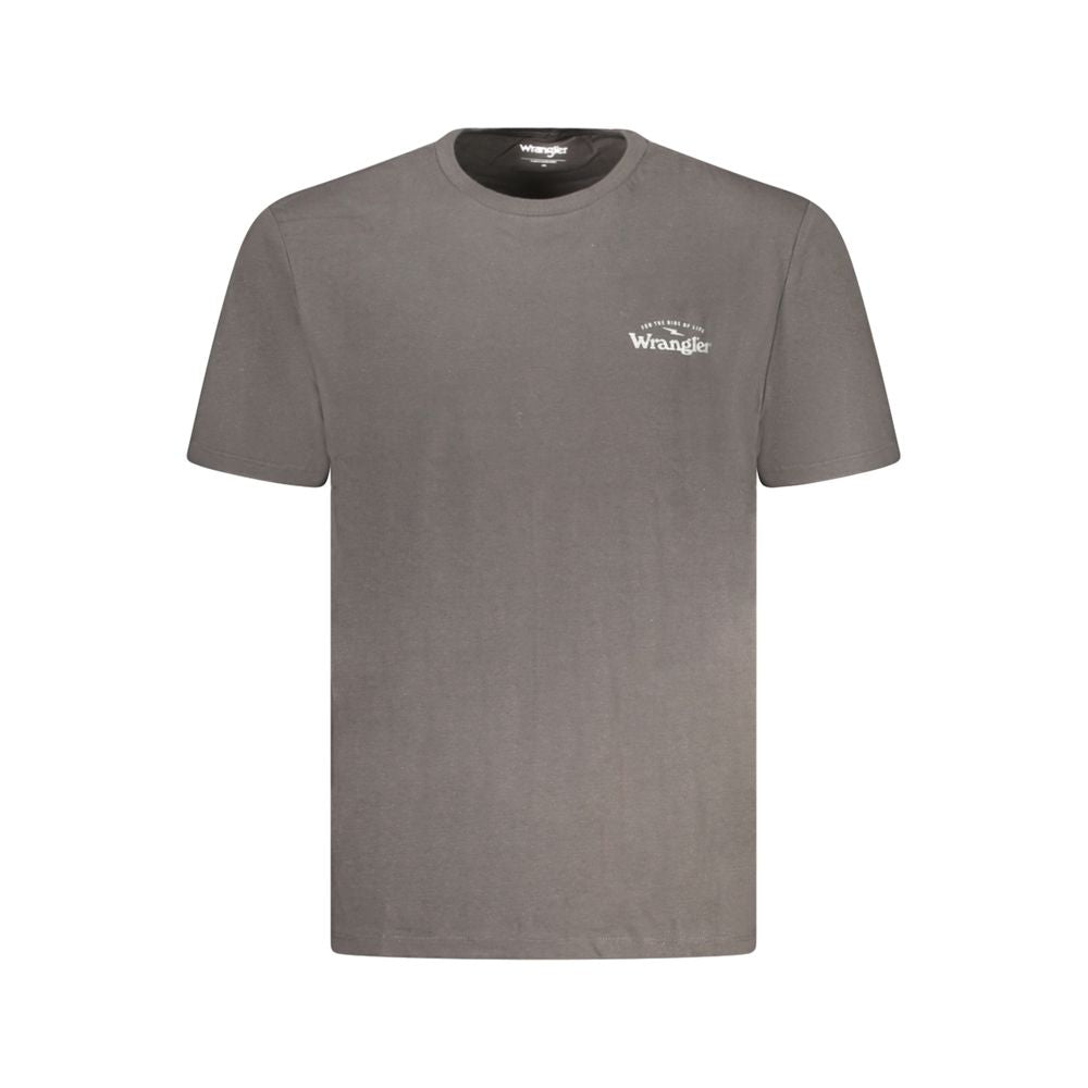Wrangler Black Cotton T-Shirt with graphic print, short sleeves, crew neck, and logo design.