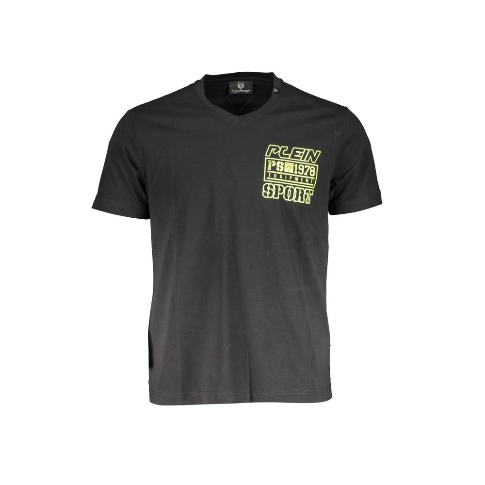Plein Sport Black Cotton Men T-Shirt with bold print and signature logo