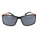 Fila Black Men Sunglass with full-rim black frame, grey mirrored lenses, and UVA & UVB protection, stylish square design.