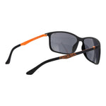Fila Black Men Sunglass with black TR-90 frame, mirrored grey lenses, and full-rim square style; includes branded case, 100% UVA & UVB protection.