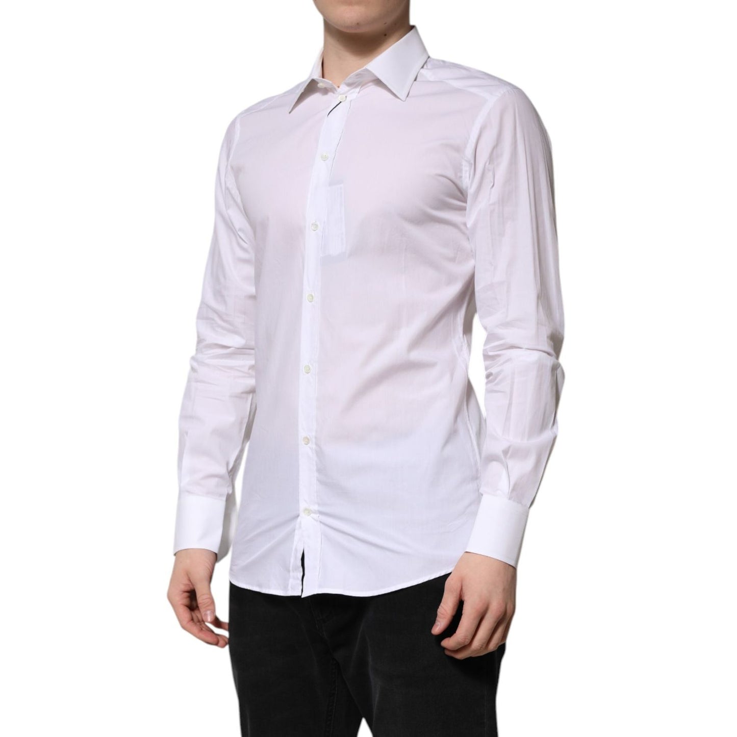 Dolce & Gabbana White GOLD Long Sleeves Dress Formal Shirt