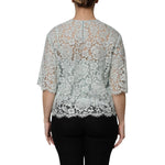 Dolce & Gabbana Mint Green Floral Lace Cotton Blouse Top TSH906726-42