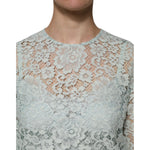 Dolce & Gabbana Mint Green Floral Lace Cotton Blouse Top TSH906726-42
