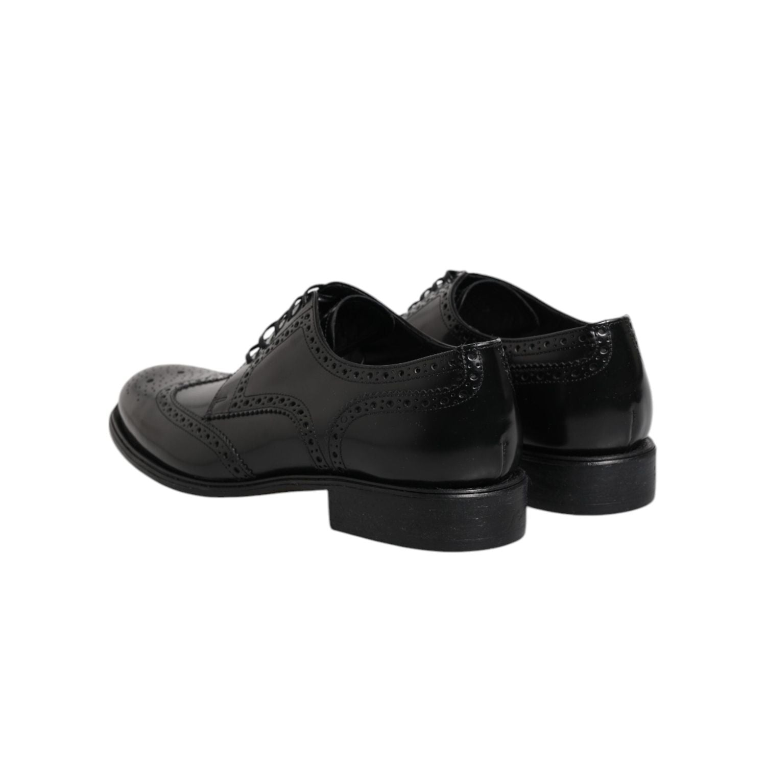 Dolce & Gabbana Black Leather Derby Wingtip Formal Shoes
