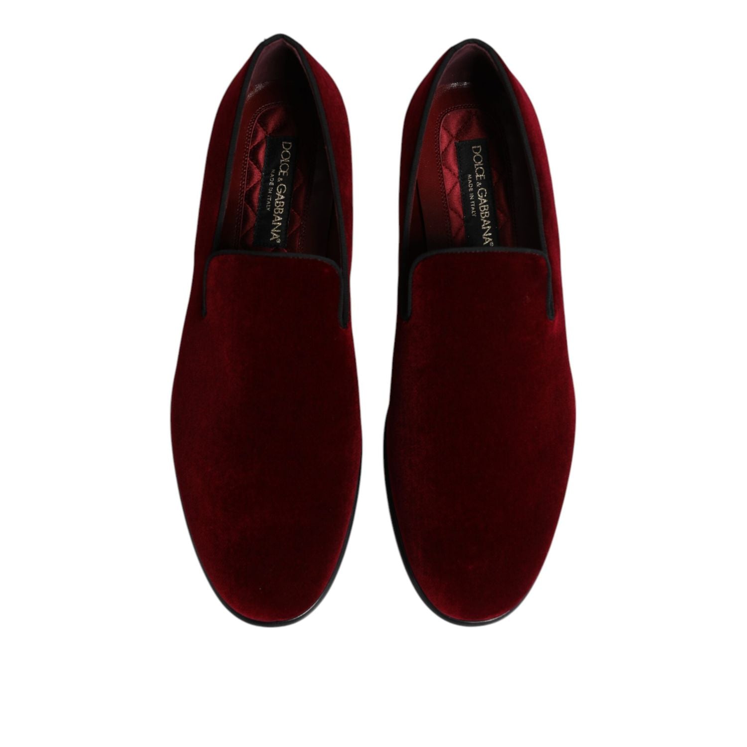 Dolce & Gabbana Red Cotton Velvet Slip On Loafers Formal Shoes