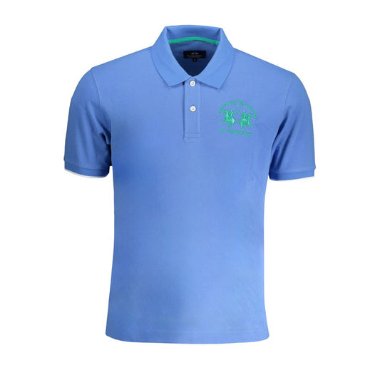 La Martina Light Blue Cotton Men Polo Shirt