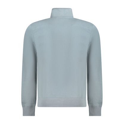 Back view of Napapijri Gray Cotton Men Sweater with collar and long sleeves