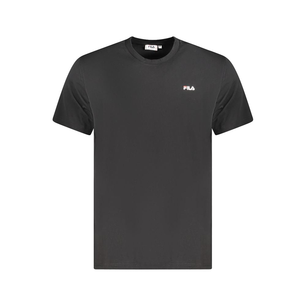 Fila Black Cotton Men T-Shirt with iconic logo and crew neck design, made from 100% organic cotton for comfort and style.
