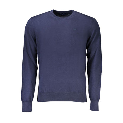 North Sails Blue Cotton Men Sweater with long sleeves displaying nautical luxury and maritime elegance.