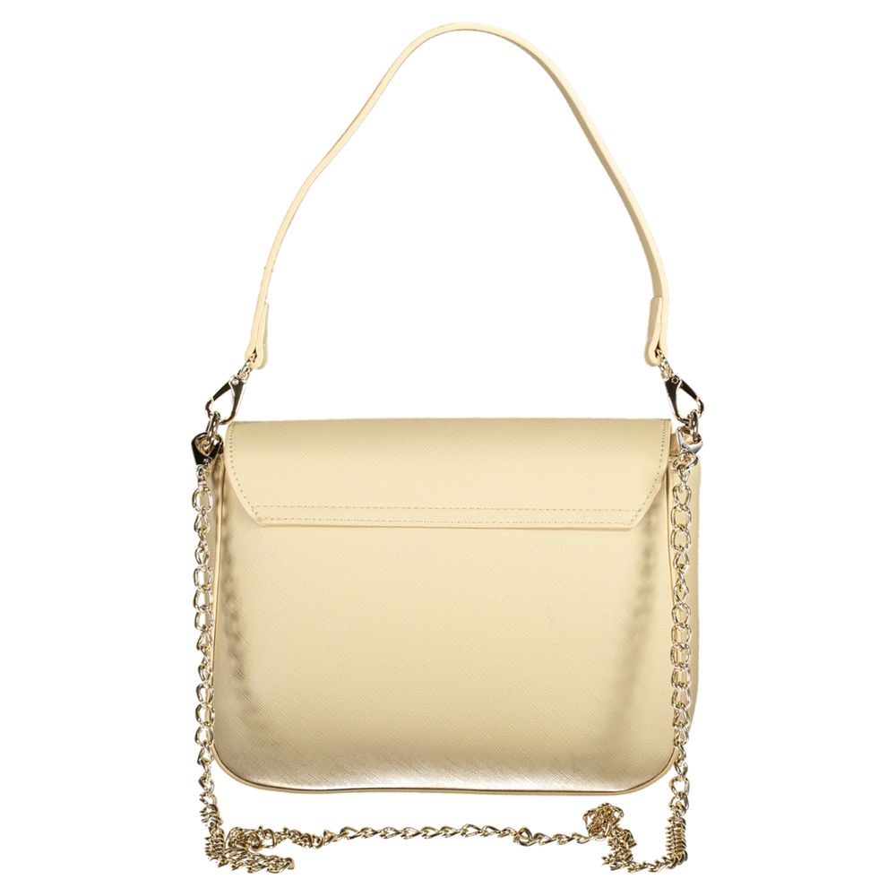 Mario Valentino Beige Polyethylene Women Handbag with detachable chain strap and shoulder handle, showcasing modern elegance.