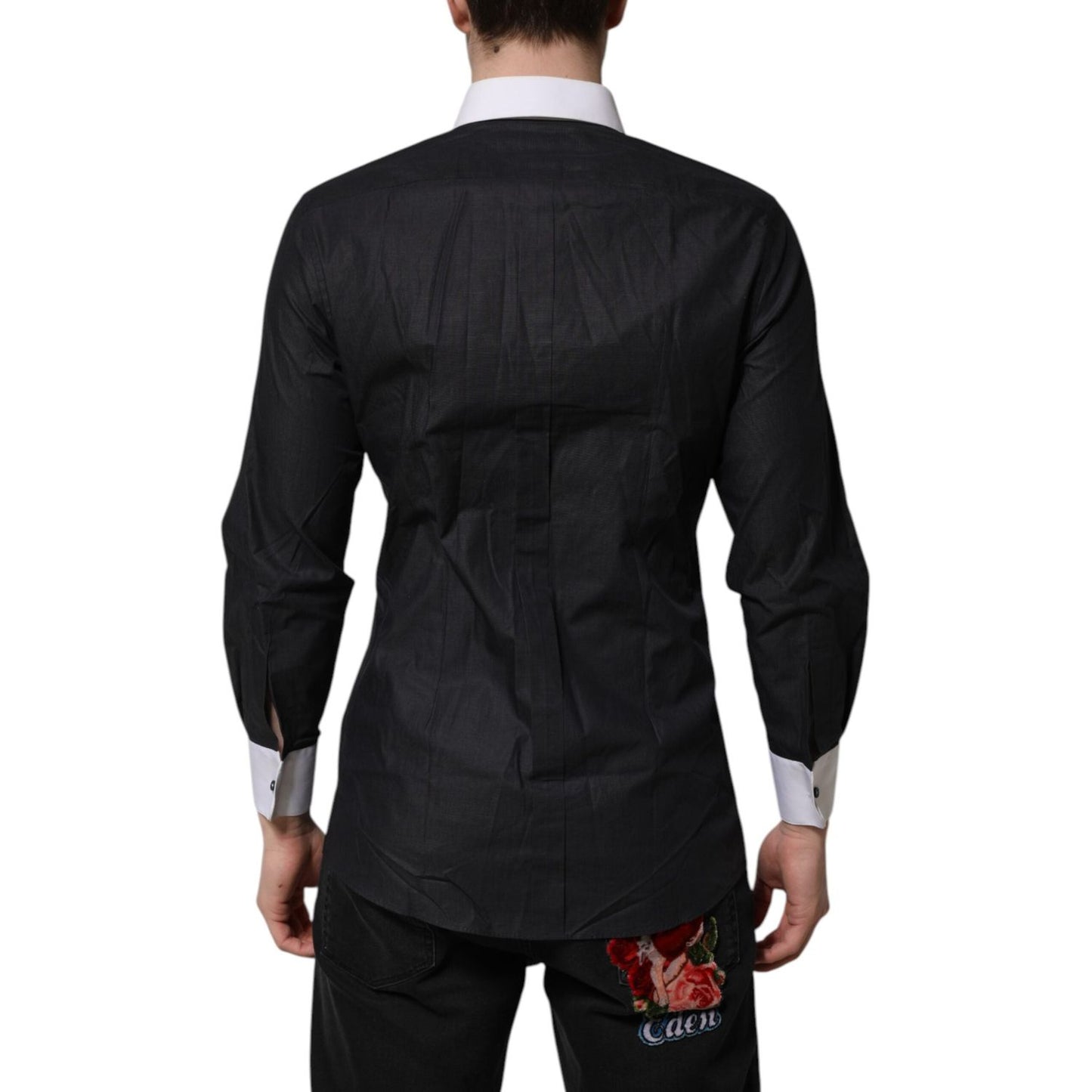 Dolce & Gabbana Black White GOLD Long Sleeves Formal Shirt
