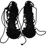 Dolce & Gabbana Black Suede Strap Stilettos Sandals