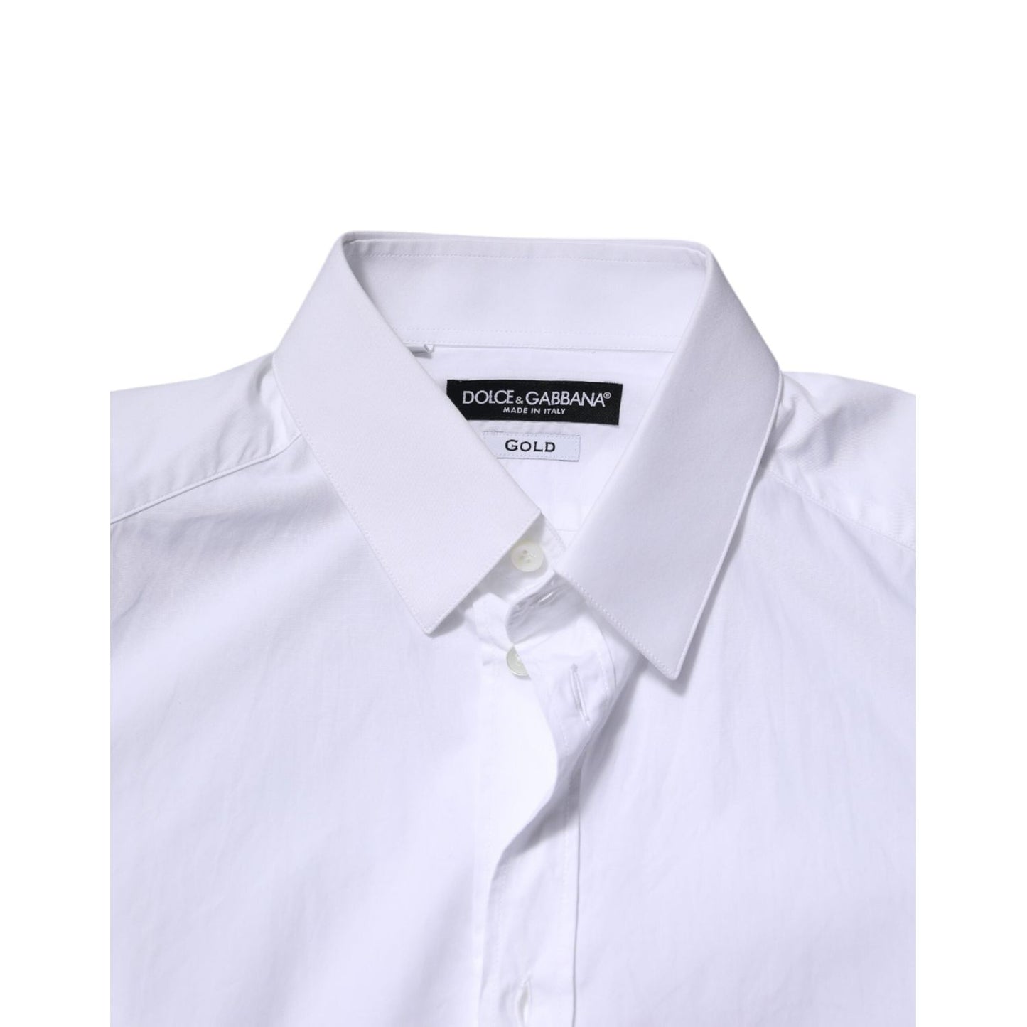 Dolce & Gabbana White Cotton GOLD Long Sleeves Dress Shirt