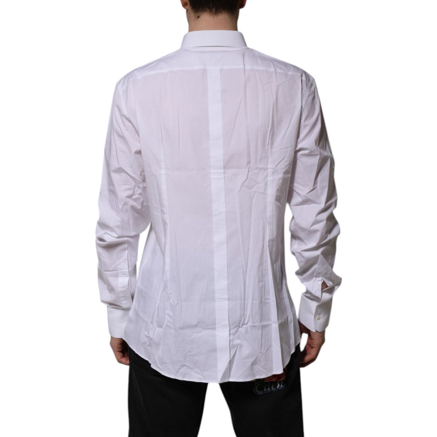 Dolce & Gabbana White Cotton GOLD Long Sleeves Dress Shirt TSH906944-43