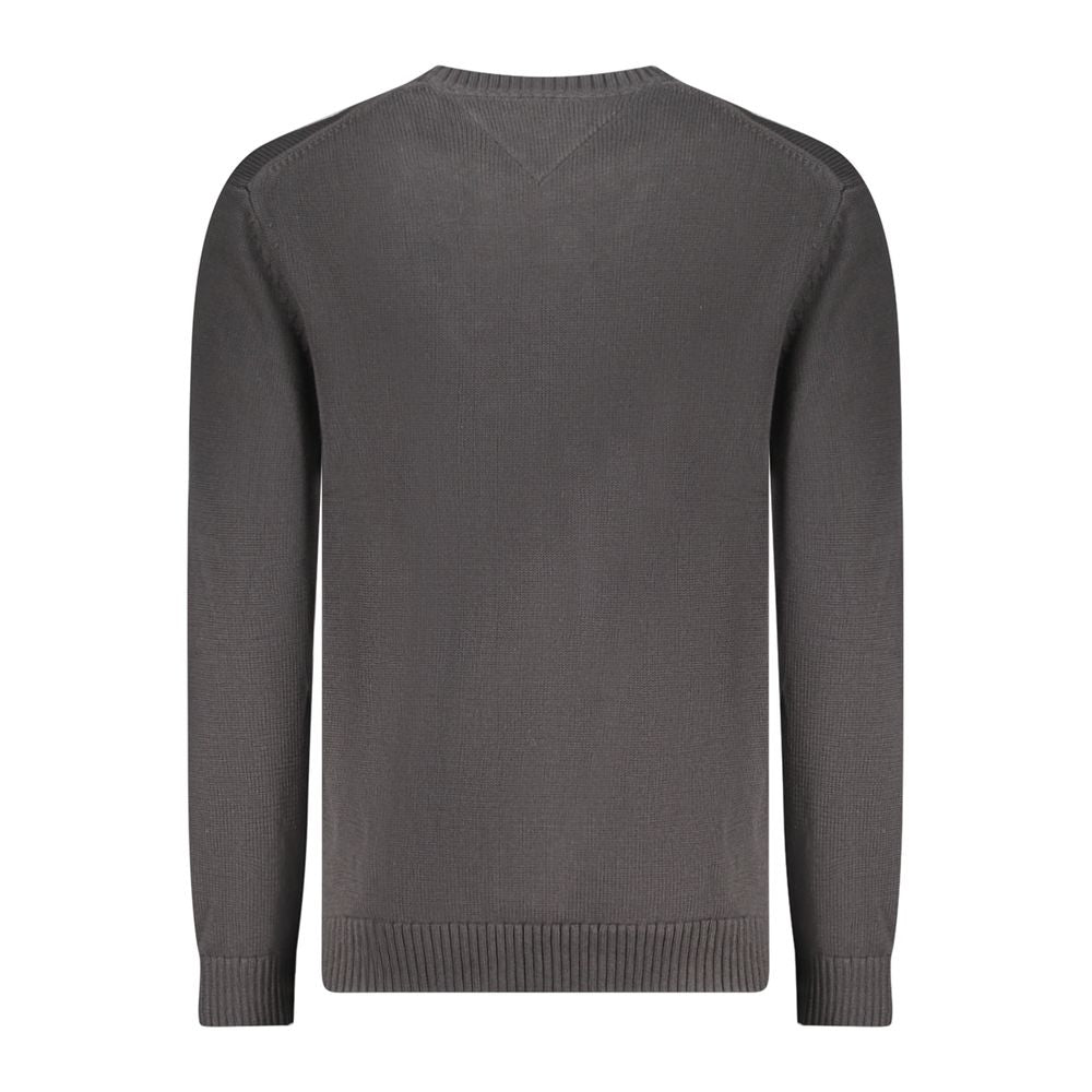 Back view of Tommy Hilfiger Black Cotton Men Sweater showing fine knit and classic design