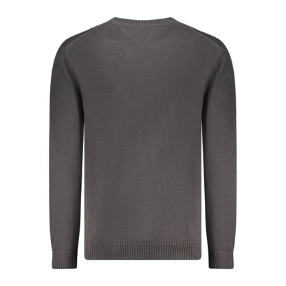 Back view of Tommy Hilfiger Black Cotton Men Sweater showing fine knit and classic design