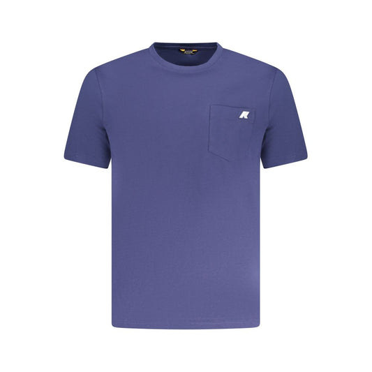 K-WAY Blue Cotton T-Shirt with short sleeves, crew neck, and logo on pocket