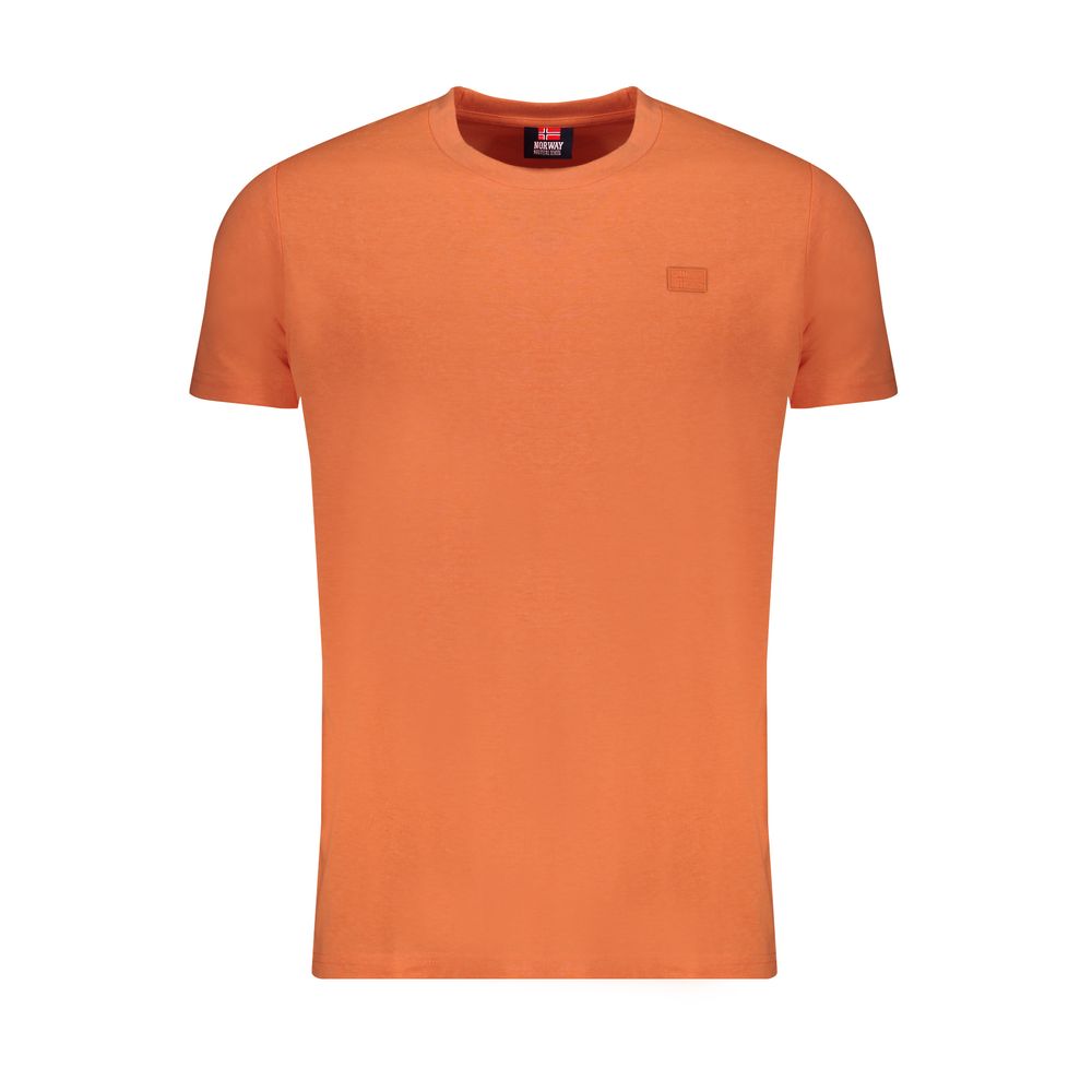Norway 1963 Orange Cotton T-Shirt with short sleeves, crew neck, embroidery, and logo.
