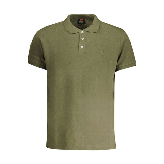 Norway 1963 Green Cotton Polo Shirt with short sleeves, 3 buttons, and logo embroidery displayed on a plain background.