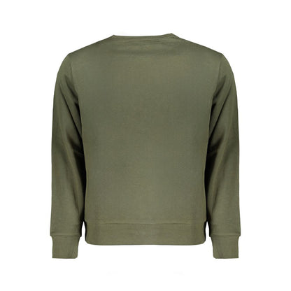 Back view of North Sails Green Cotton Men Sweater with long sleeves and crew neck.