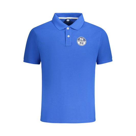 North Sails Blue Cotton Men Polo Shirt with logo and button placket