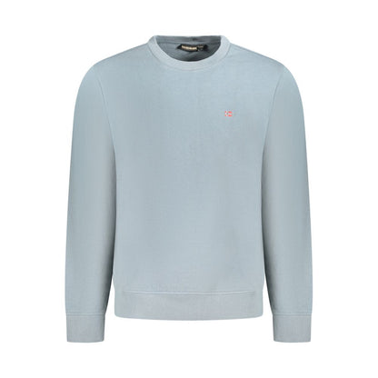 Napapijri Gray Cotton Men Sweater with long sleeves and subtle embroidery, offering comfort and style.